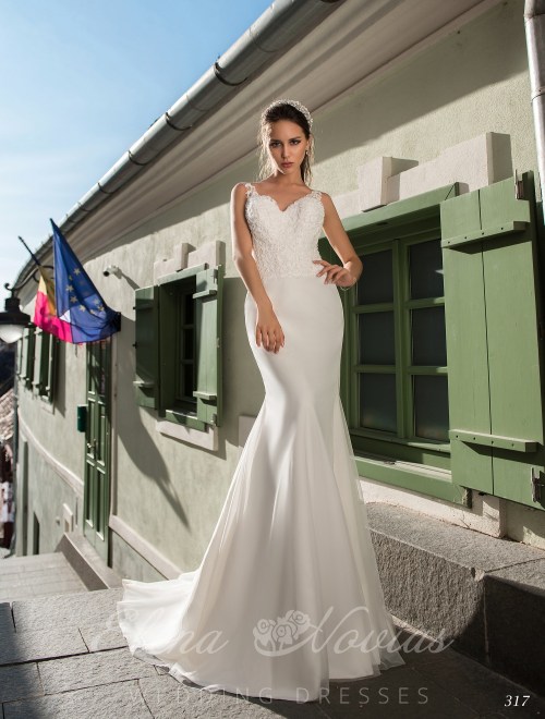 A tight wedding dress with straps on wholesale 317